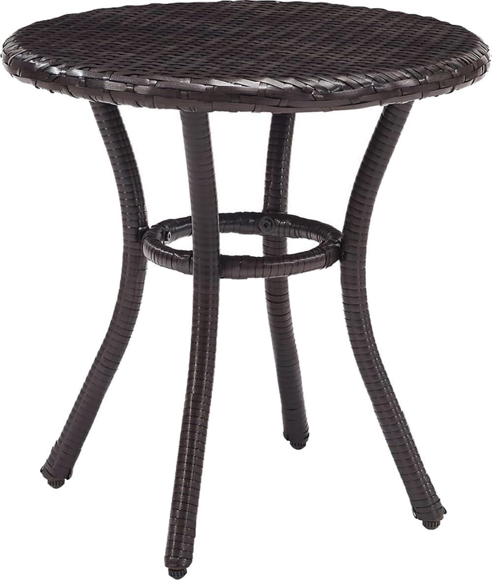 Crosley Palm Harbor Outdoor Wicker Round Side Table in Brown