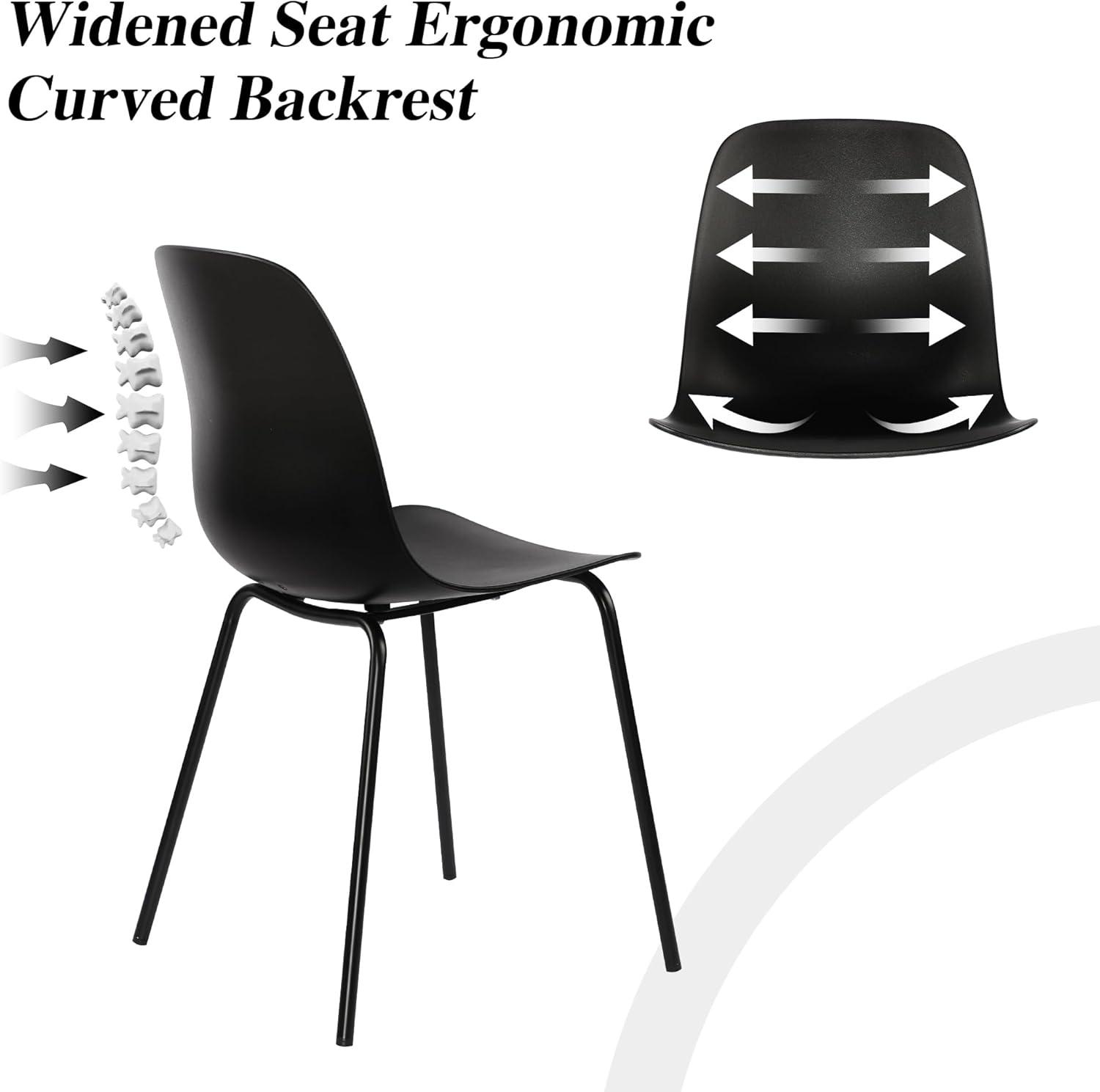 Black Metal Industrial Side Chairs with Polypropylene Seat, Set of 2