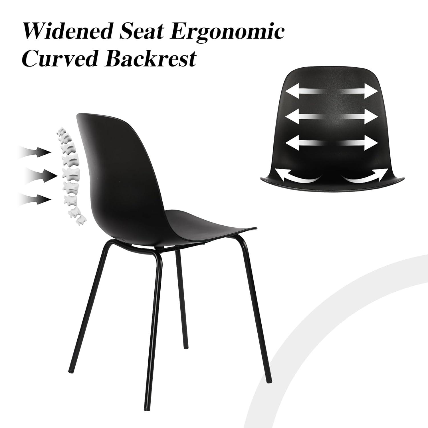 Black Metal Industrial Side Chairs with Polypropylene Seat, Set of 2