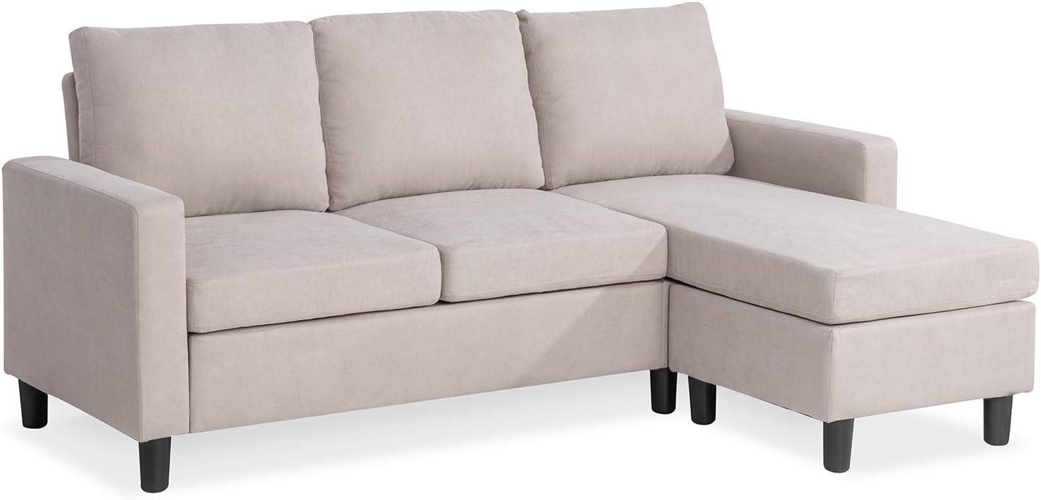 Shintenchi 79 Inch Convertible Sectional Sofa Couch, Modern Linen Fabric L-Shaped , 3-Seat Sofa Sectional with Reversible Chaise for Living Room, Apartment and Small Space (Dark Grey)