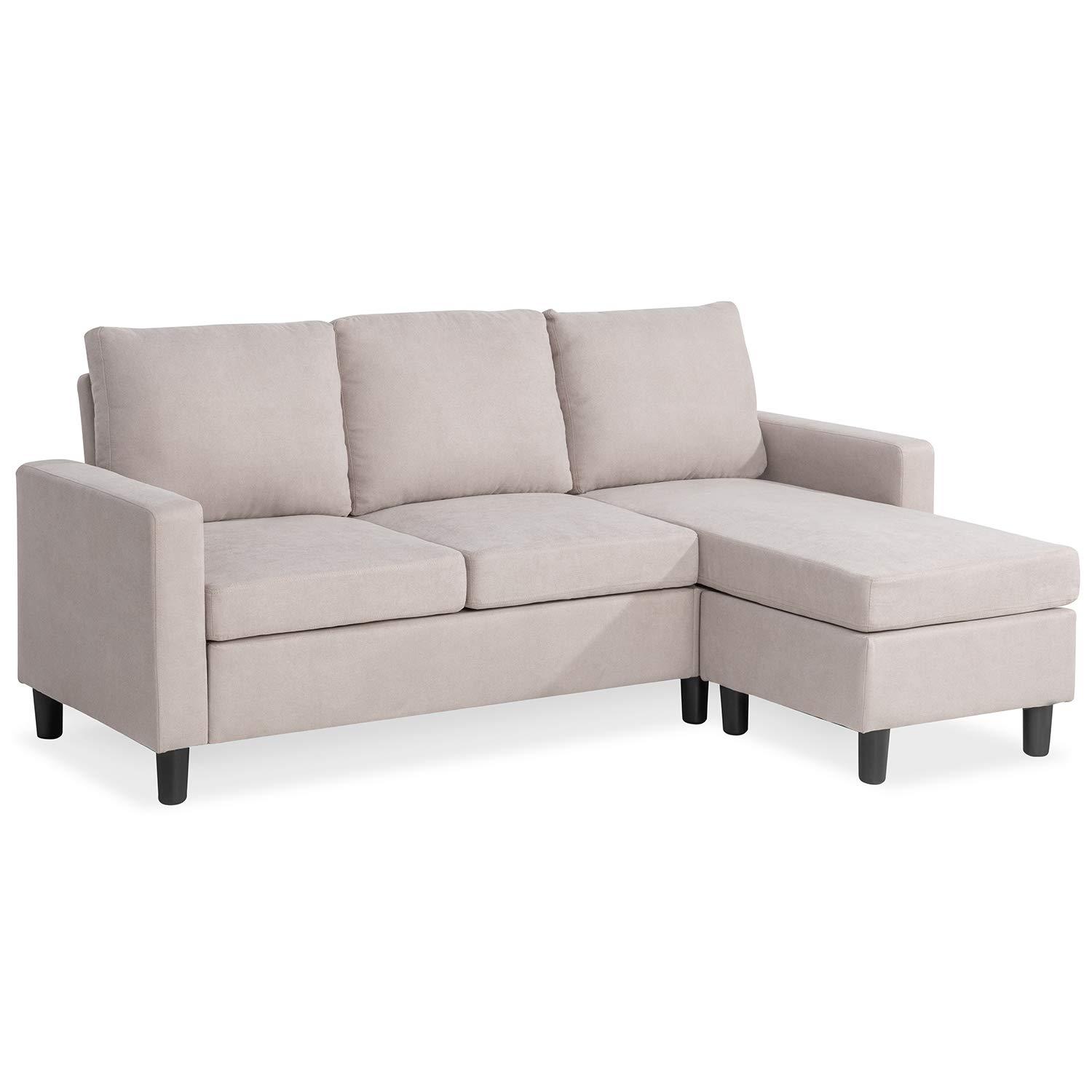 Shintenchi 79 Inch Convertible Sectional Sofa Couch, Modern Linen Fabric L-Shaped , 3-Seat Sofa Sectional with Reversible Chaise for Living Room, Apartment and Small Space (Dark Grey)