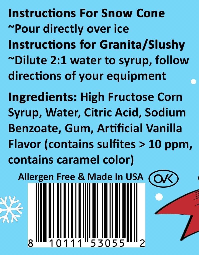 Bits N Things Vanilla Snow Cone Syrup | Slushy & Granita | Kosher | Made In America | 1 Gallon