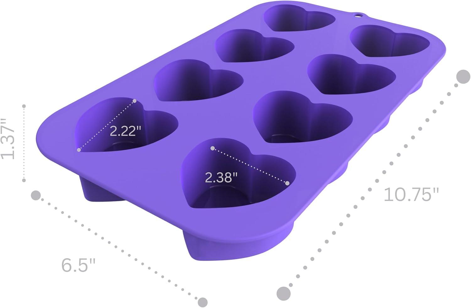 Bakerpan Silicone Heart Mold for Baking, Mini Cake Heart Pan - Set of 2