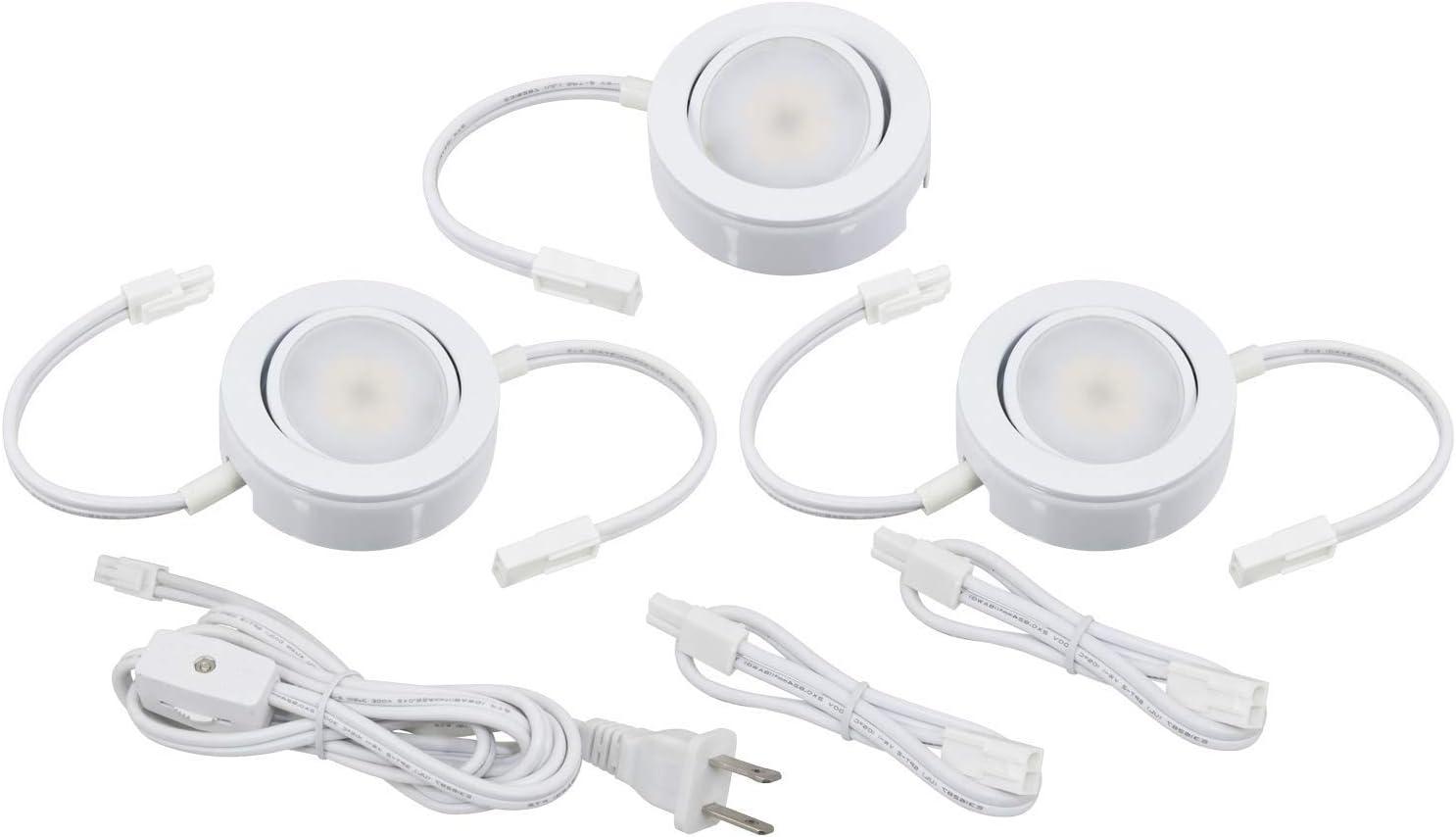 White Dimmable LED Swivel Puck Light Kit, 3-Pack