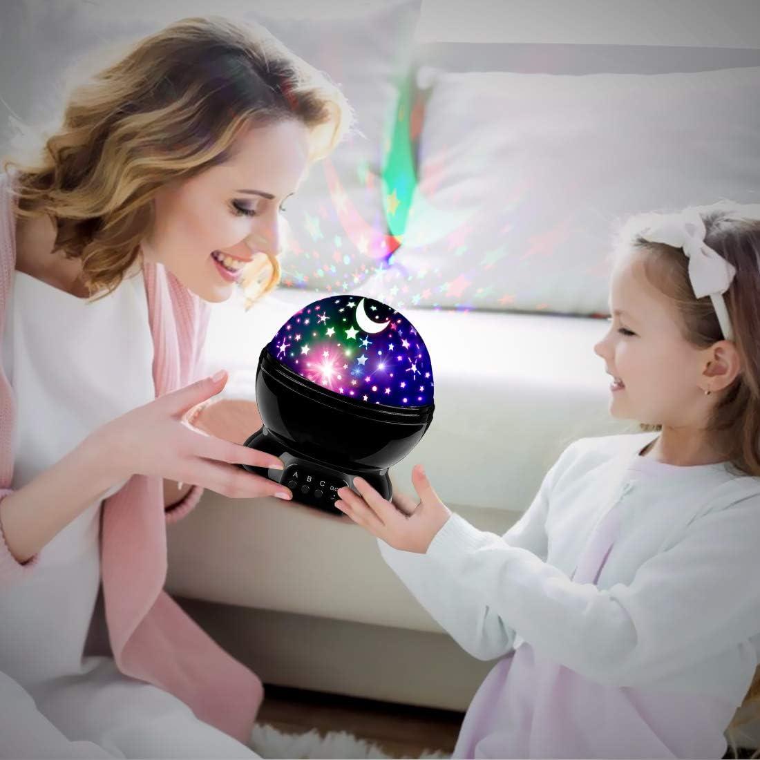 MOKOQI Star Projector Night Lights for Kids, Fun Gifts for 1-4-6-14 Year Old Girl and Boy, Projection Lamp for Kids Bedroom Ceiling, Stars and Moon for Child Asleep Peacefully (White)