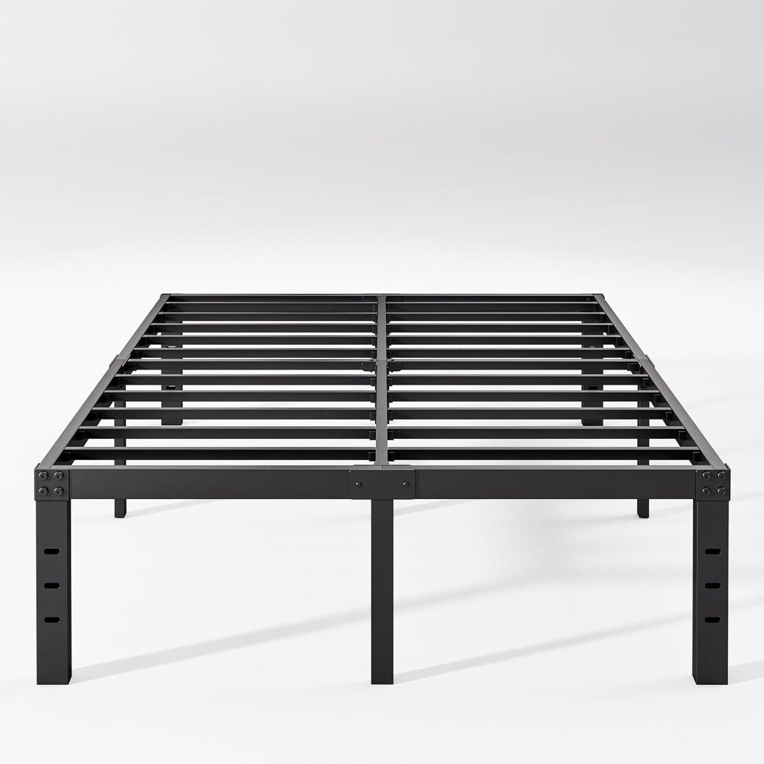 King Black Metal Frame 16 Inch Platform Bed with Storage