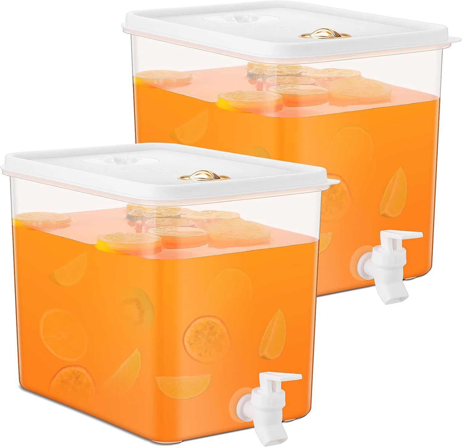 Mint Pantry® 2 Pack 2.5 Gallon Drink Dispenser For Fridge With Spigot Water Dispenser Leak Proof Lids Filter Screen Beverage Juice Container Sealed Plastic Lemonade Milk Cold Hot Drink Tea Jug For Party