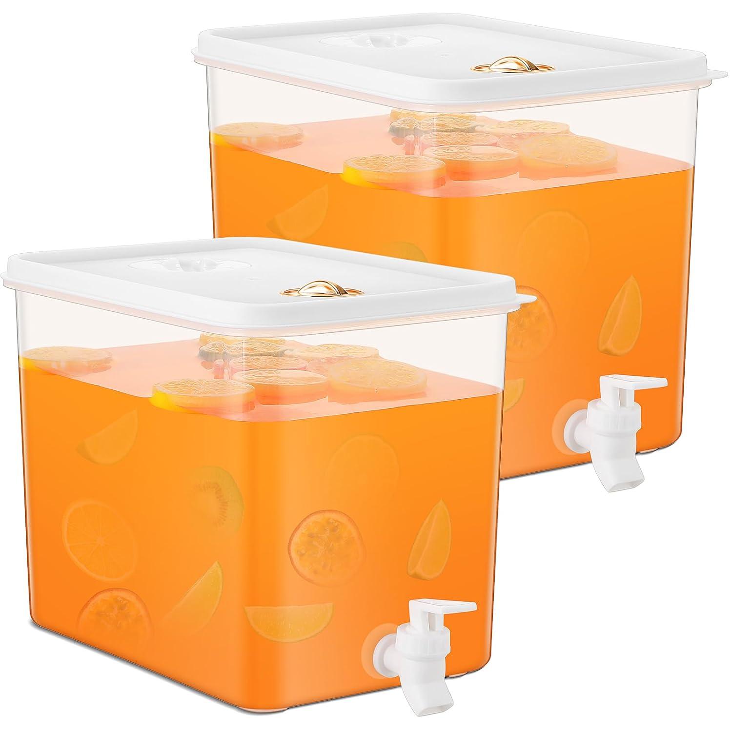 Mint Pantry® 2 Pack 2.5 Gallon Drink Dispenser For Fridge With Spigot Water Dispenser Leak Proof Lids Filter Screen Beverage Juice Container Sealed Plastic Lemonade Milk Cold Hot Drink Tea Jug For Party
