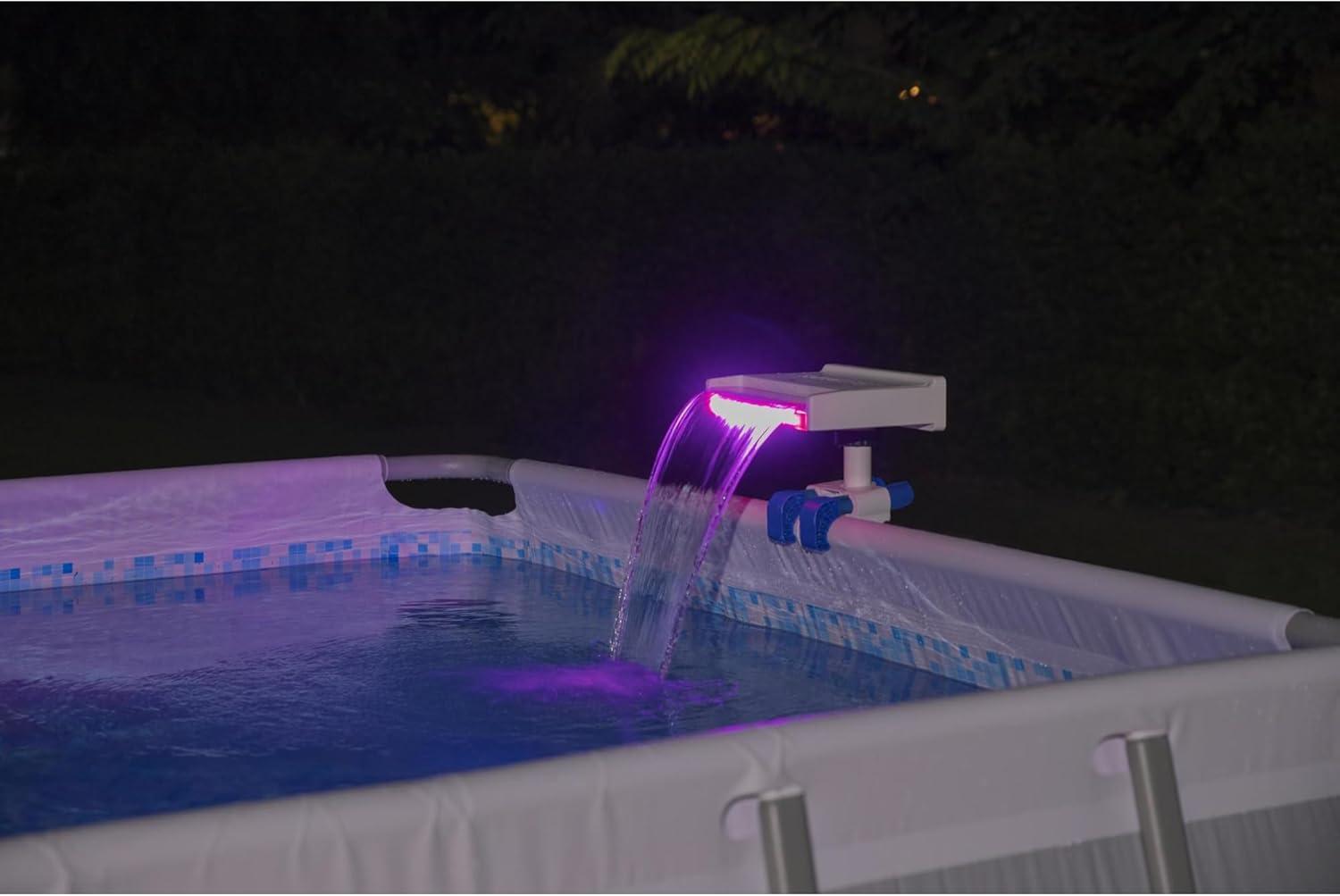 Bestway 58619E Flowclear Soothing 7 Mode Multi Colored LED Relaxing Waterfall Cascade Above Ground Swimming Pool Attachment, White