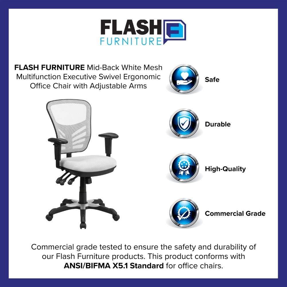 Flash Furniture Mid-Back Mesh Multifunction Executive Swivel Ergonomic Office Chair with Adjustable Arms