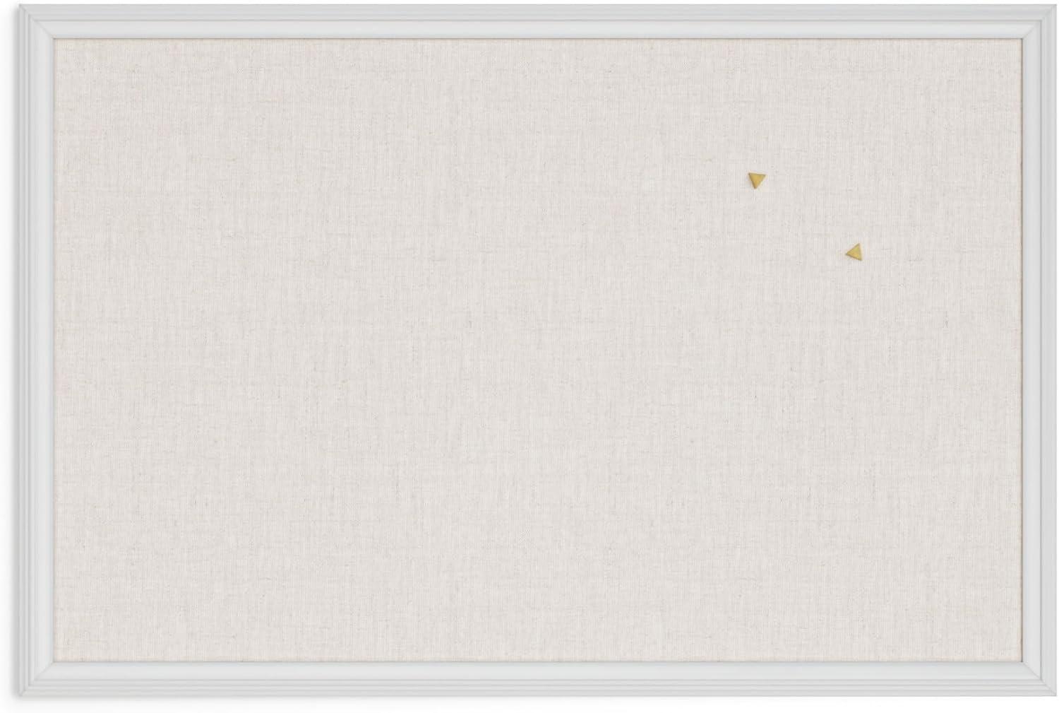 White Linen Bulletin Board with Wood Frame, 30" x 20"