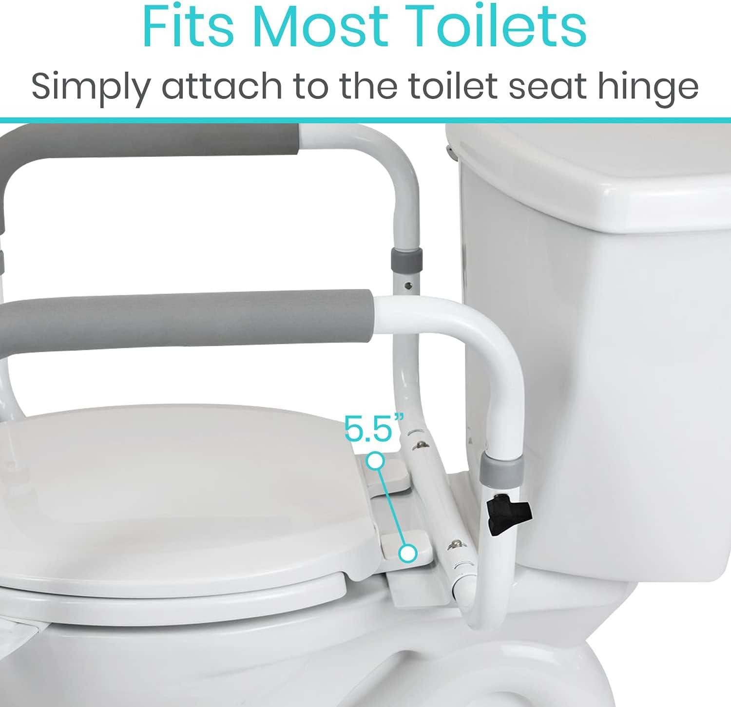 Vive Adjustable Compact Toilet Rail - Adjustable Grab Bar, Compact Support Frame with Handrail for Bathroom Toilet Seat, Weight Capacity 300lbs