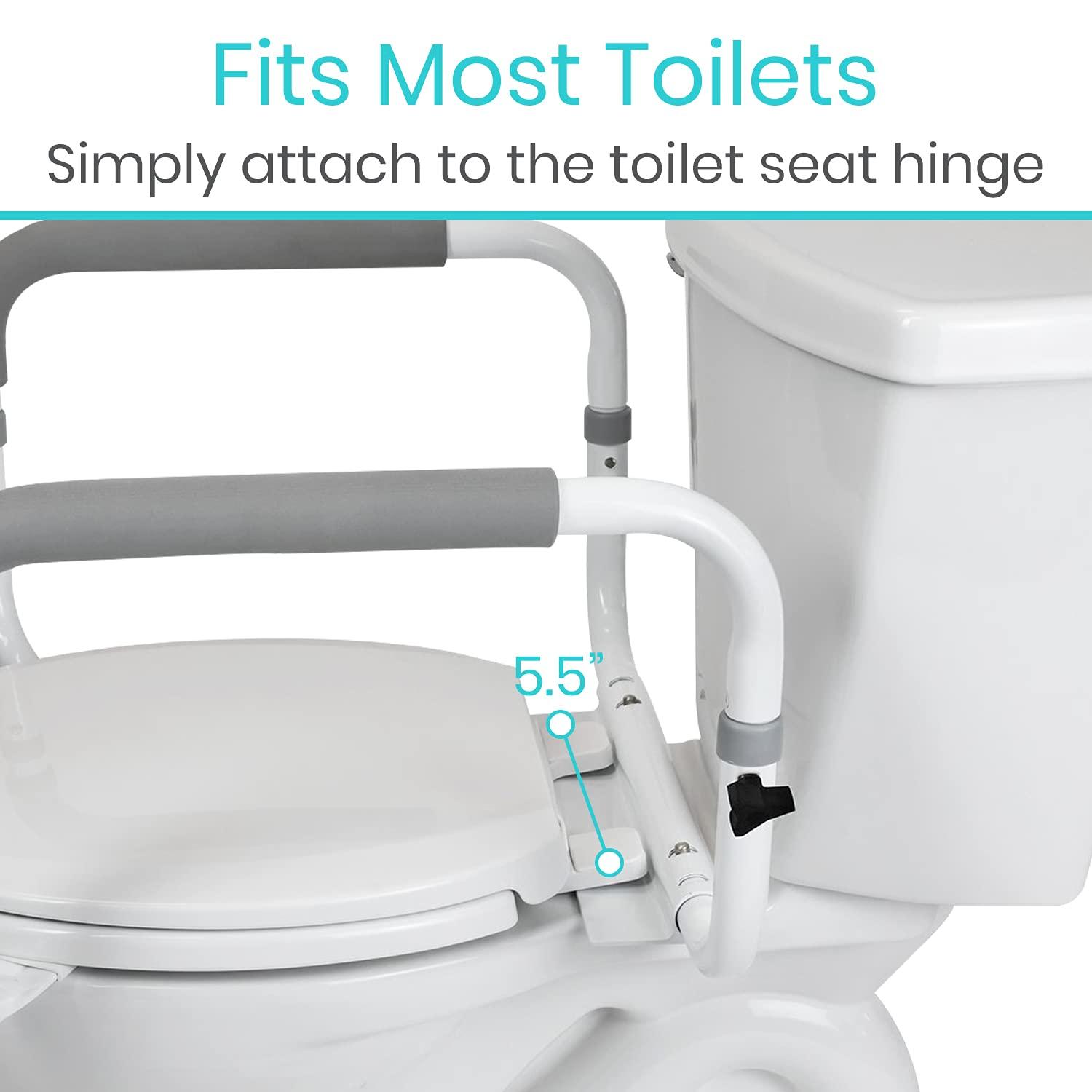 Vive Adjustable Compact Toilet Rail - Adjustable Grab Bar, Compact Support Frame with Handrail for Bathroom Toilet Seat, Weight Capacity 300lbs