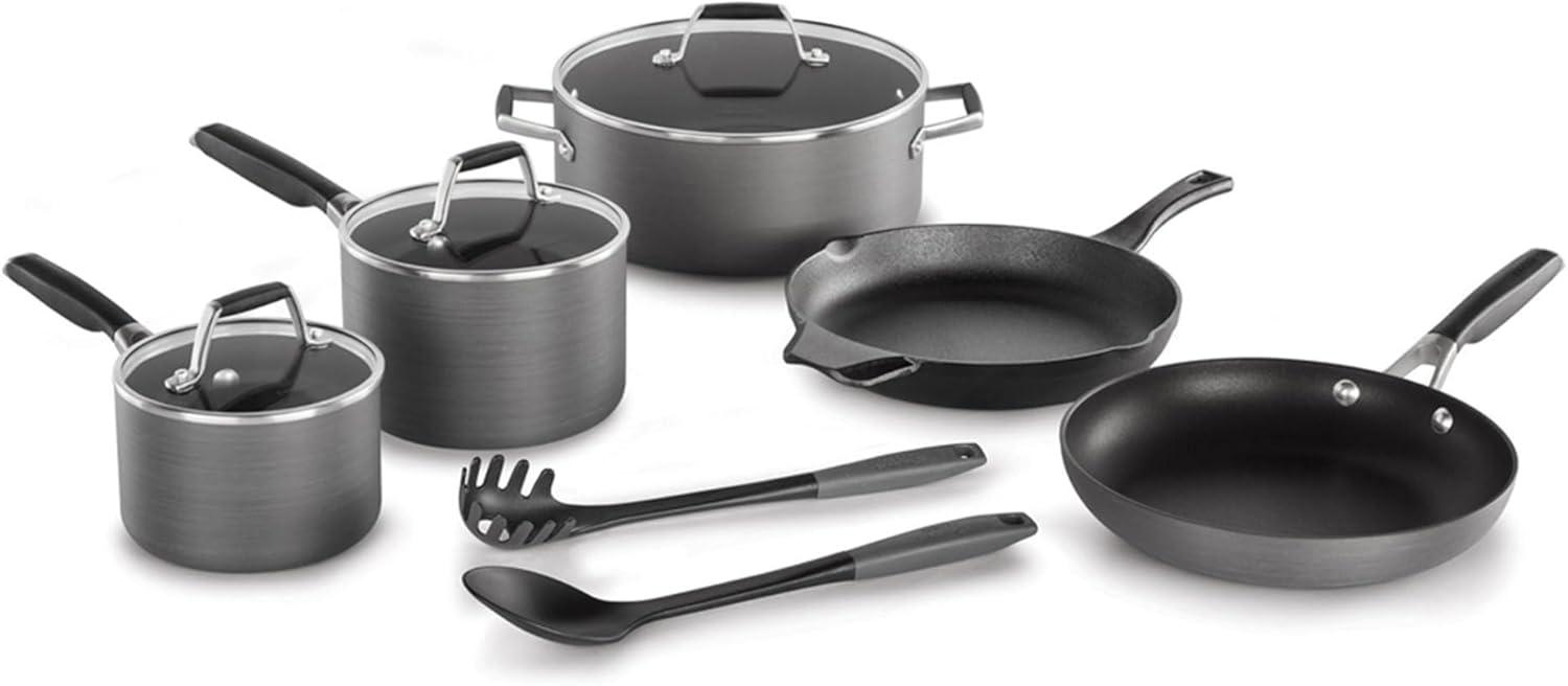 Calphalon Select Classic Hard Water Based Anodized Nonstick Versatile 10 Piece Pots and Pans Cookware Set with AquaShield Nonstick Technology