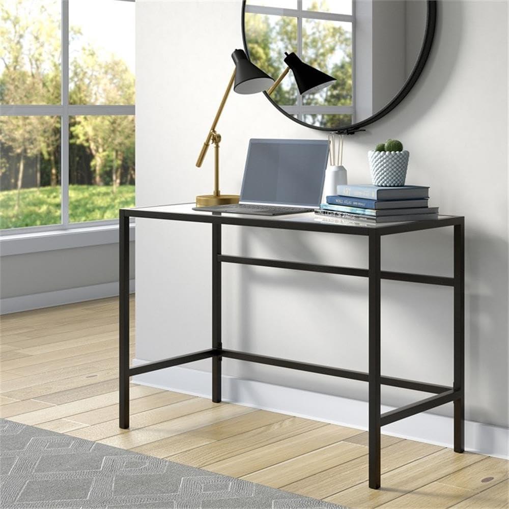 Henn&Hart 42" Blackened Bronze Metal/Glass Home Office