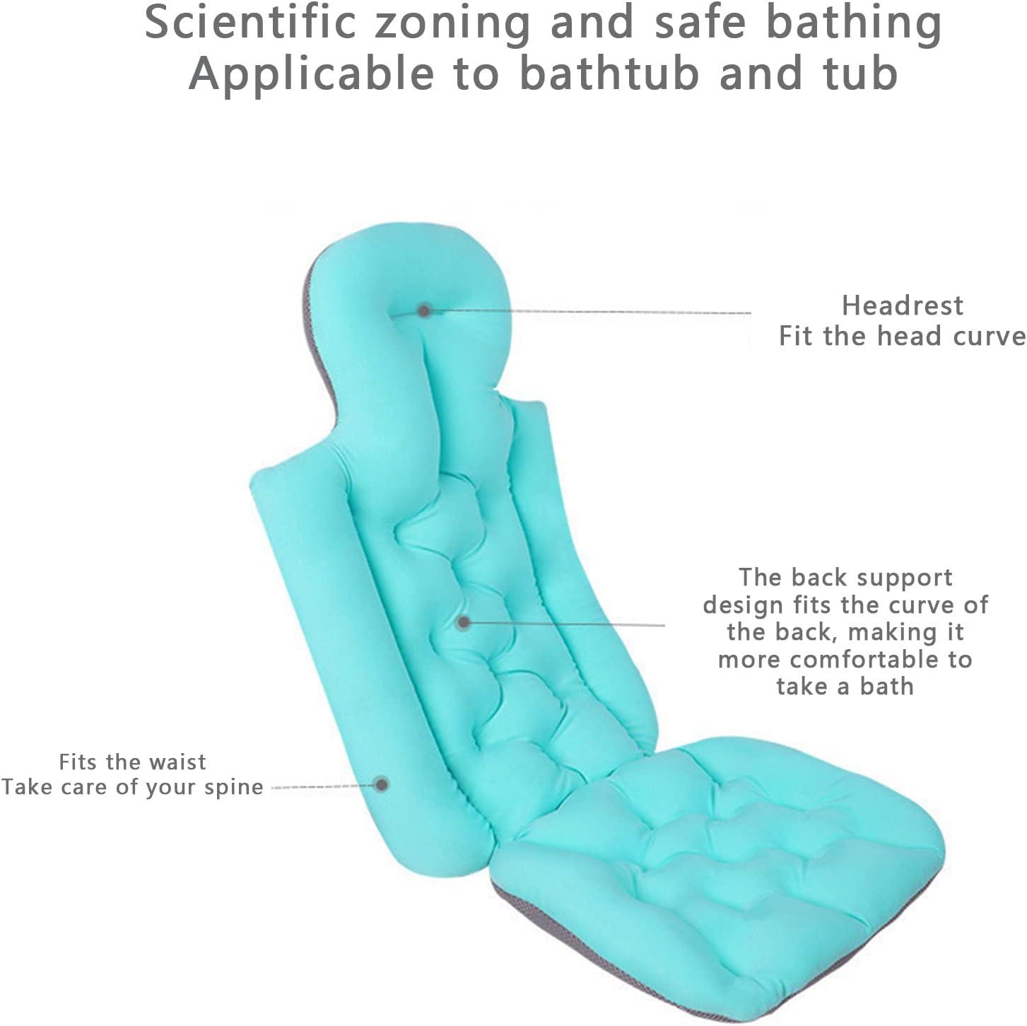 Jamlynbo Bath Pillow Full Body for Adult, Bathtub Cushion for Head Neck Shoulder Back Support, Filling Ergonomic Spa Bath Pillows for Luxury Bubble Bath, Quick Drying Bath Cushion fits Most Tubs