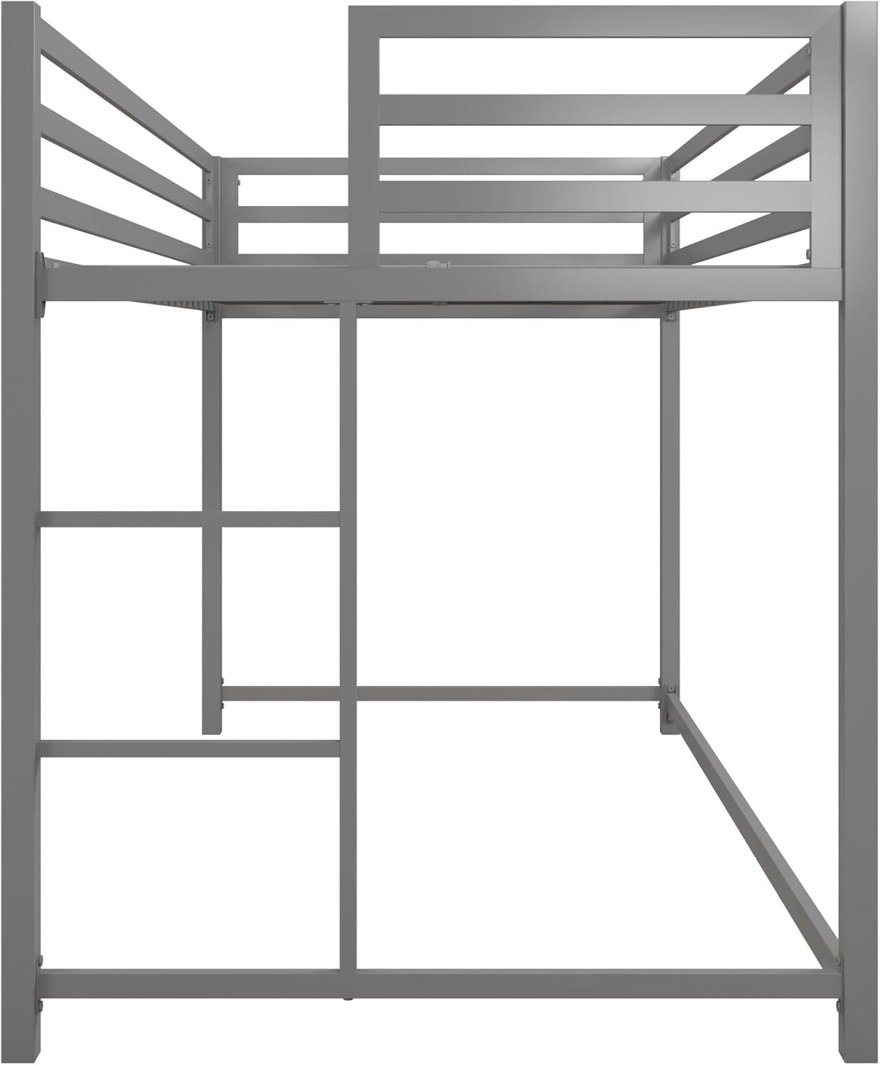 DHP Miles Metal Junior Twin Loft Bed, Silver