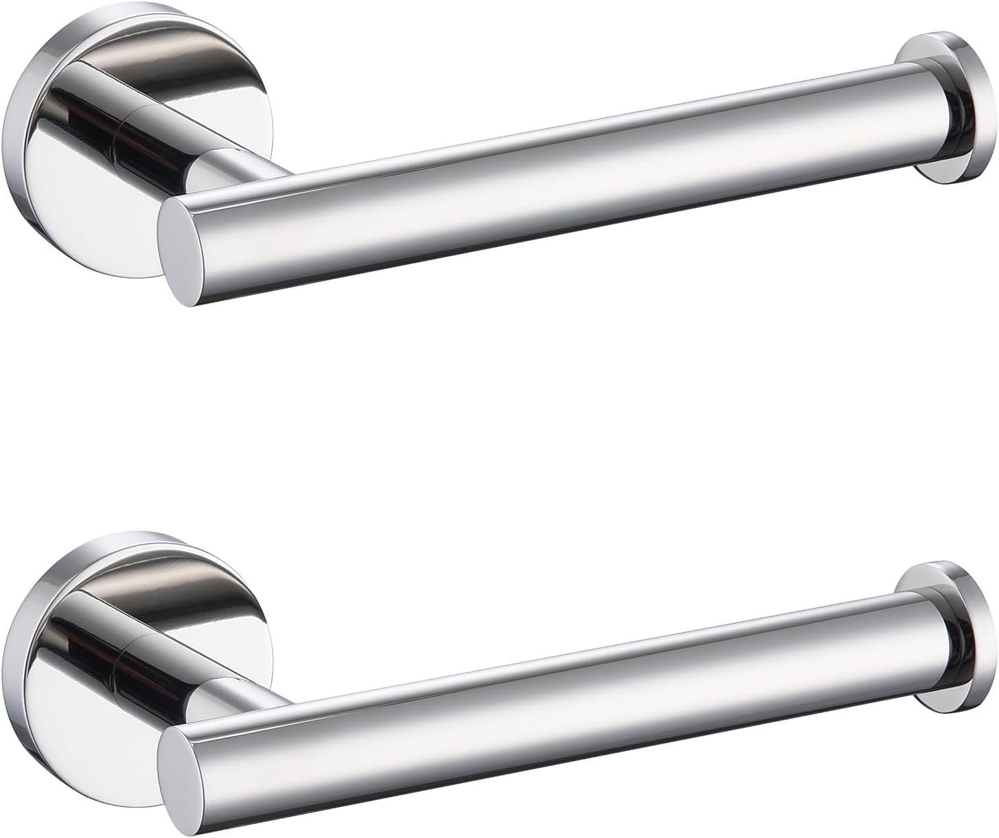 Polished Chrome Stainless Steel Wall-Mounted Toilet Paper Holders, Set of 2