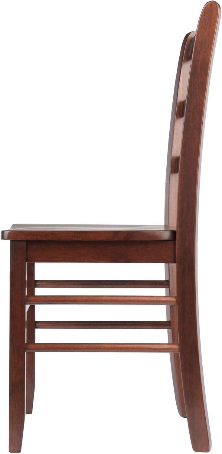 Set of 2 Ladder Back Chair Antique Walnut - Winsome: Hardwood, Non-Unupholstered, Kitchen Seating