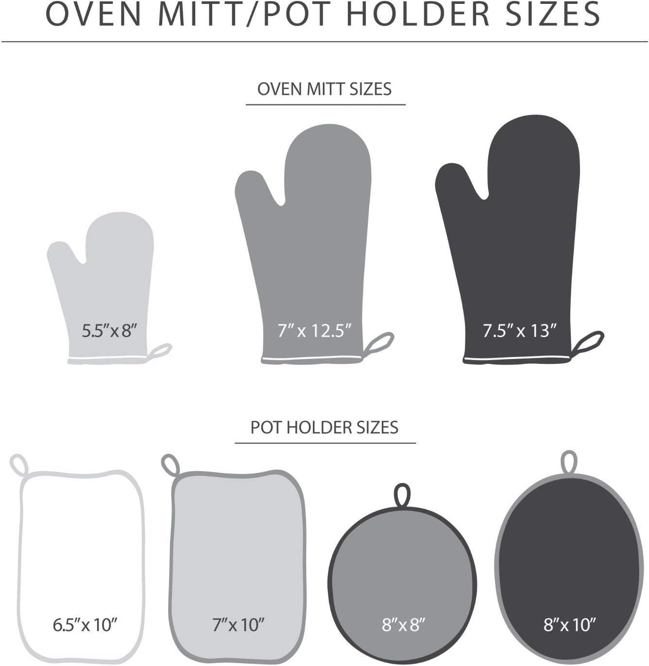 Black Silicone Heat-Resistant Oven Mitt Set, 7"x12.5"