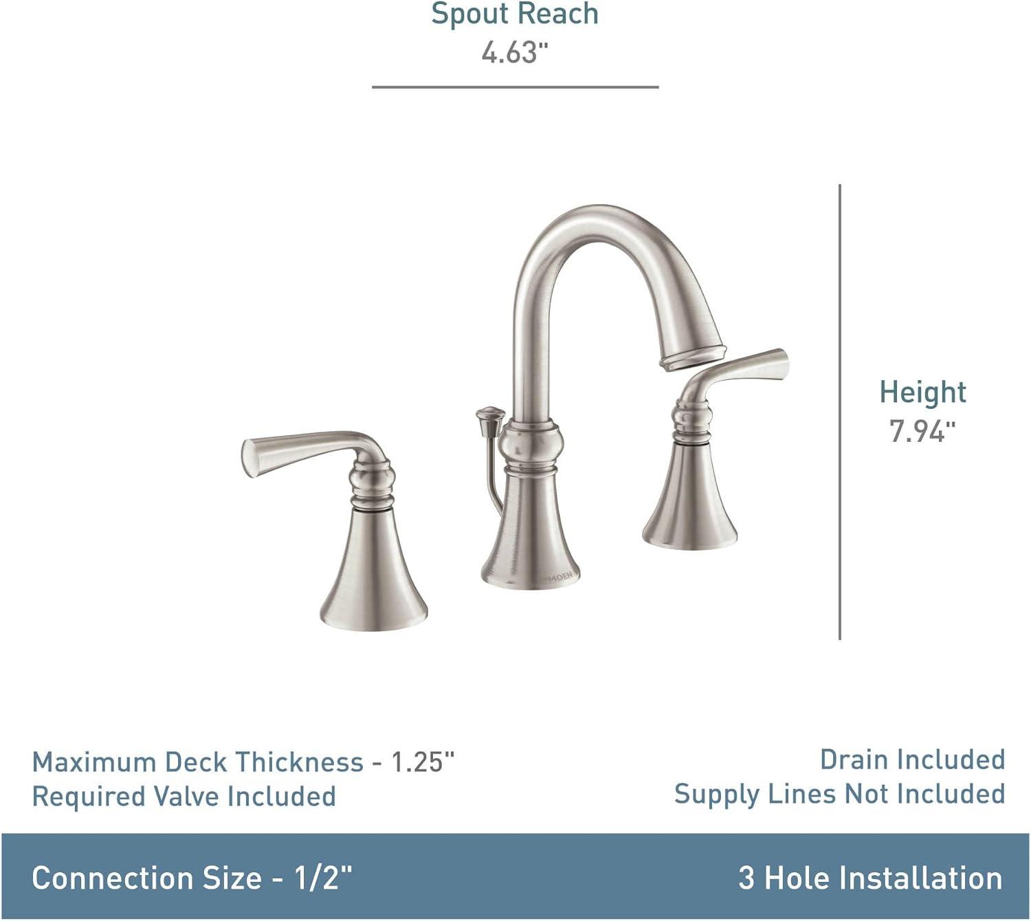 Moen Wetherly High-Arc Widespread Bathroom Faucet with Drain Assembly