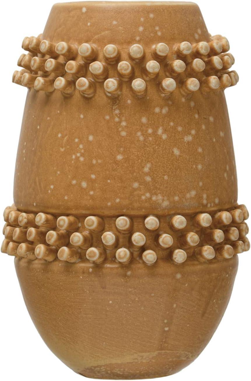 Storied Home Stoneware Vase with Raised Dots, Terracotta Reactive Glaze