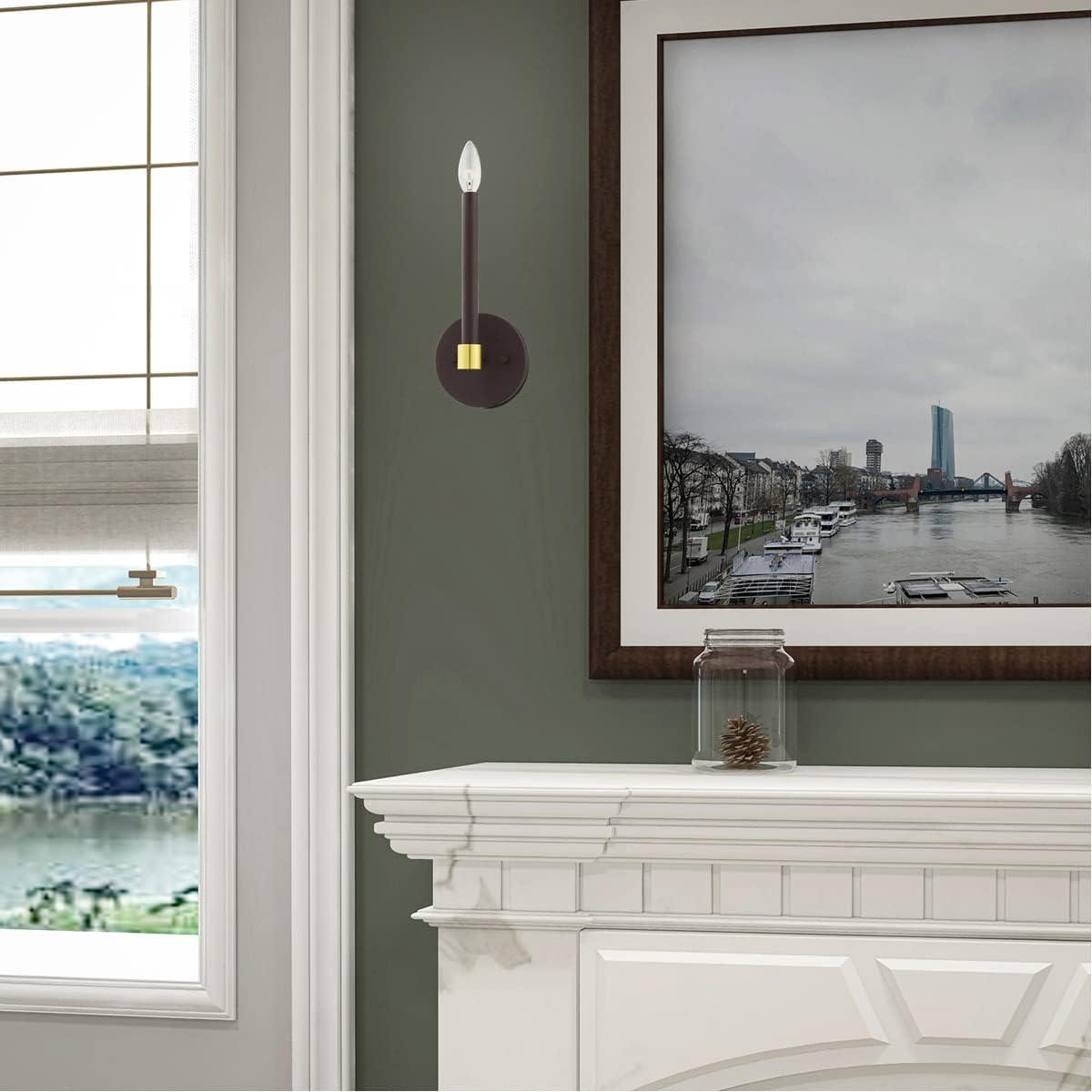 Karlstad Bronze/Satin Brass 1-Light Contemporary Wall Sconce