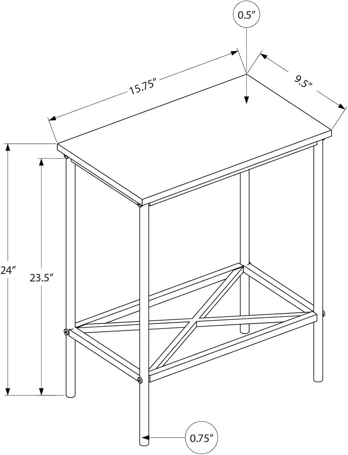 Accent Table - Side - End - Narrow - Small - 2 Tier - Bedroom - Black Laminate