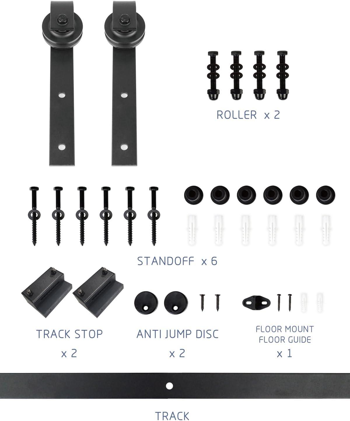 S&Z TOPHAND S&Z TOPHAND Unfinished British Brace Knotty Barn Door with Sliding Door Hardware Kit/Solid Wood/Sliding Door/Double Surfaces/A Simple Assembly is Required