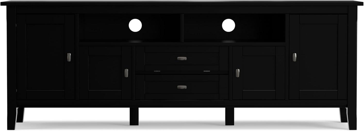 Simpli Home Warm Shaker 72"W Solid Wood TV Stand for TVs up to 80" with 4 Storage Cabinets and 2 Drawers