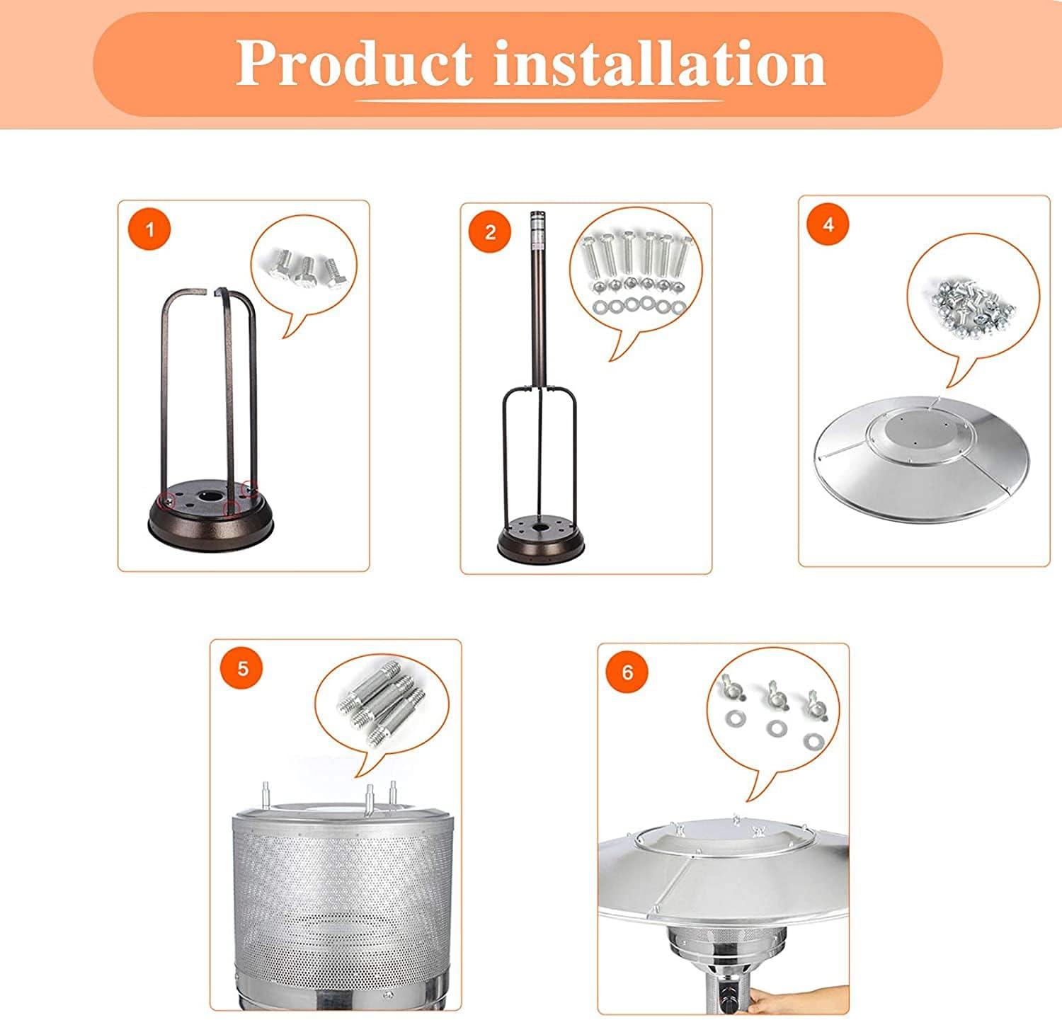Outdoor Heaters for Patio Heater Replacement Parts-Bolt & Nut Set Patio Heater Reflector Shield Accessories Round Umbrella Outdoor Heaters for Patio Hardware