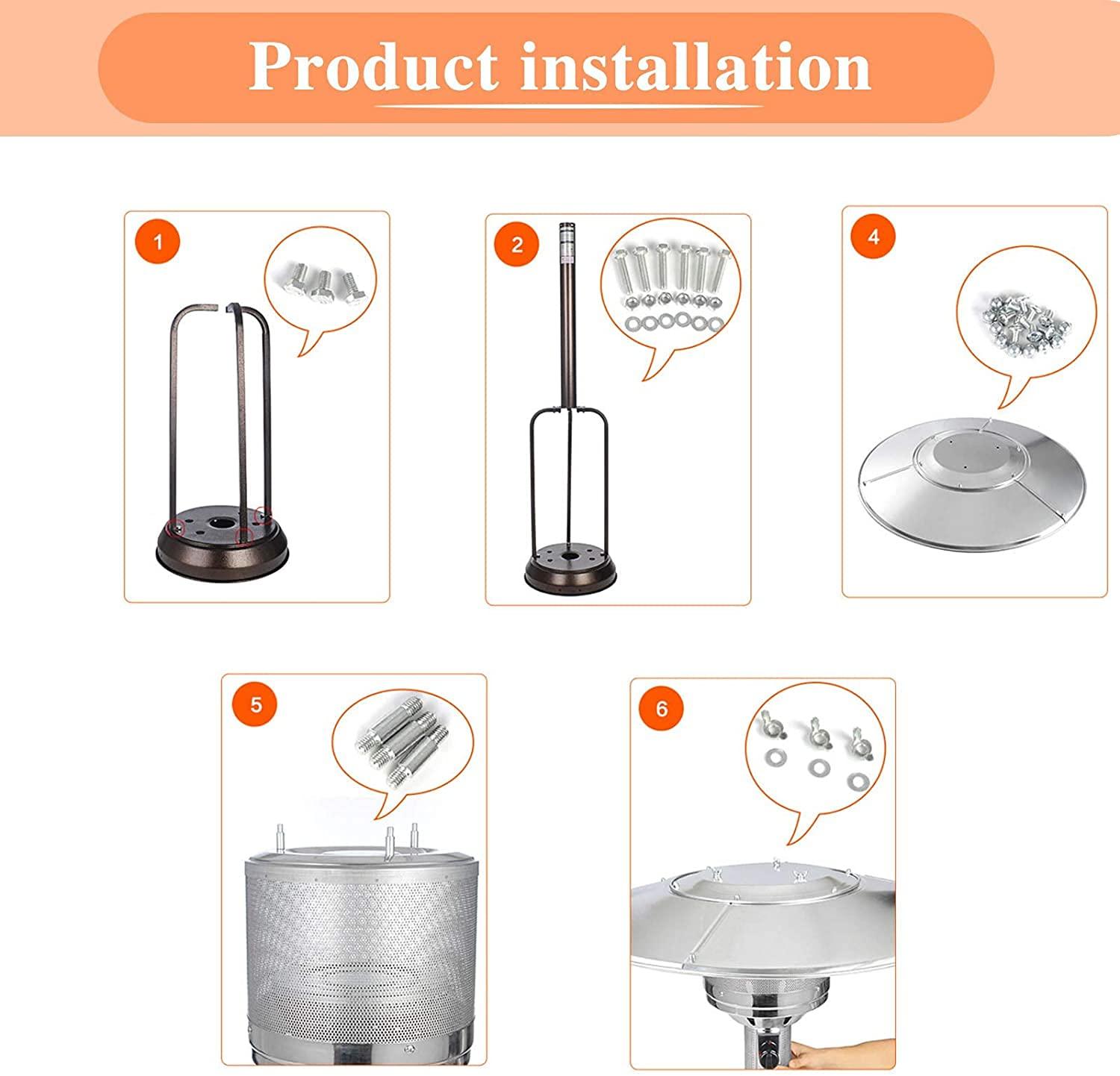 Outdoor Heaters for Patio Heater Replacement Parts-Bolt & Nut Set Patio Heater Reflector Shield Accessories Round Umbrella Outdoor Heaters for Patio Hardware