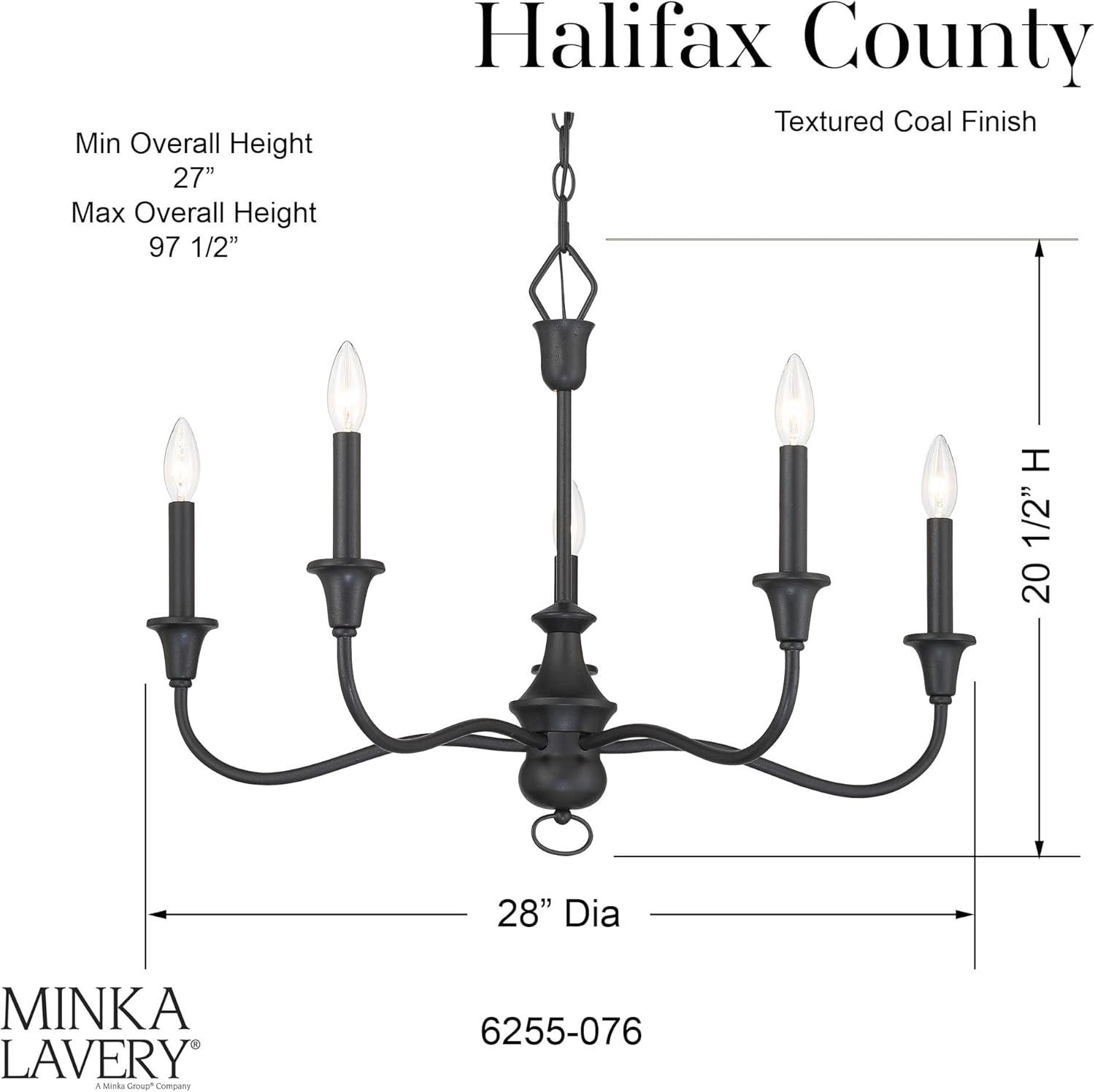 Halifax Textured Black 5-Light Candelabra Chandelier
