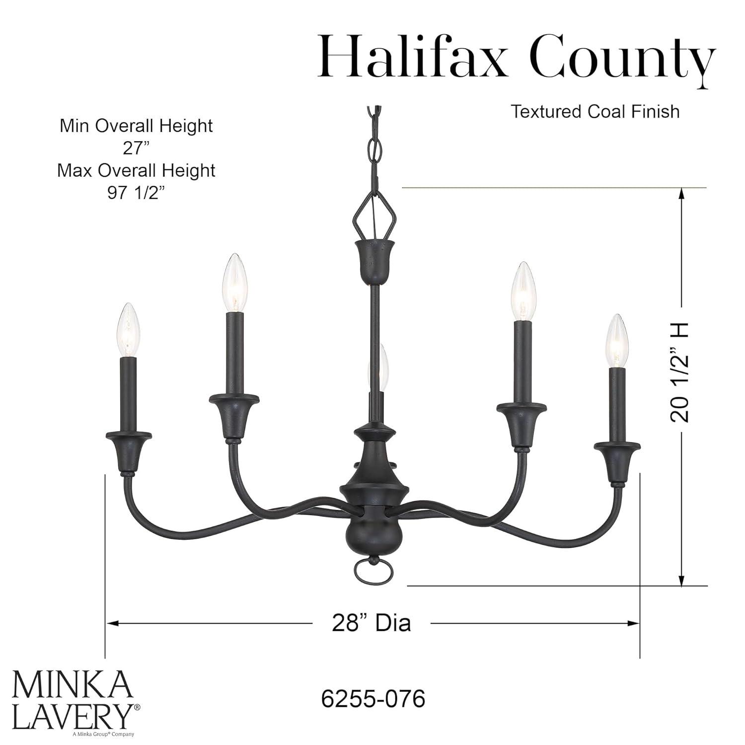 Halifax Textured Black 5-Light Candelabra Chandelier