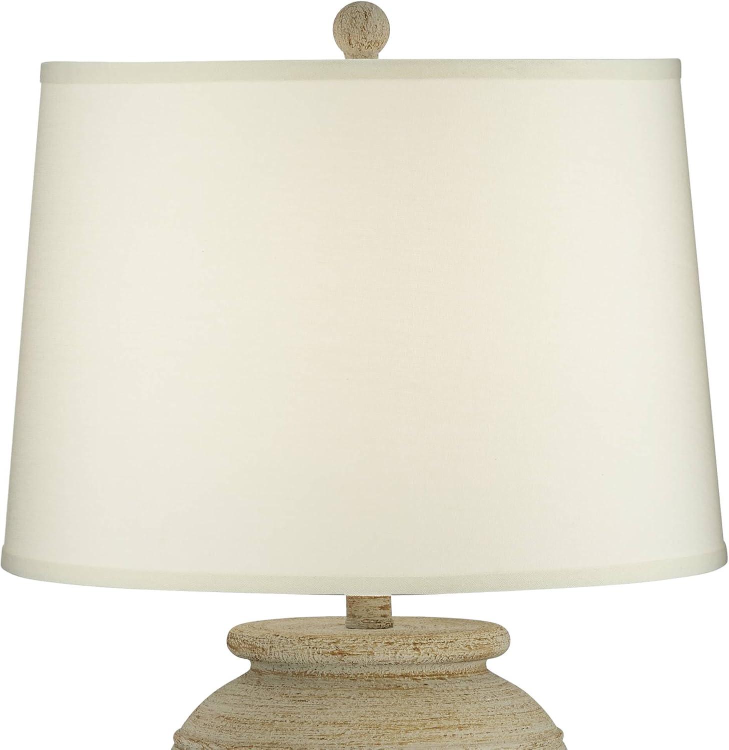 John Timberland Austin Rustic Table Lamp 28" Tall Sand Toned Cream Linen Drum Shade for Bedroom Living Room Bedside Nightstand Office Kids Family Home