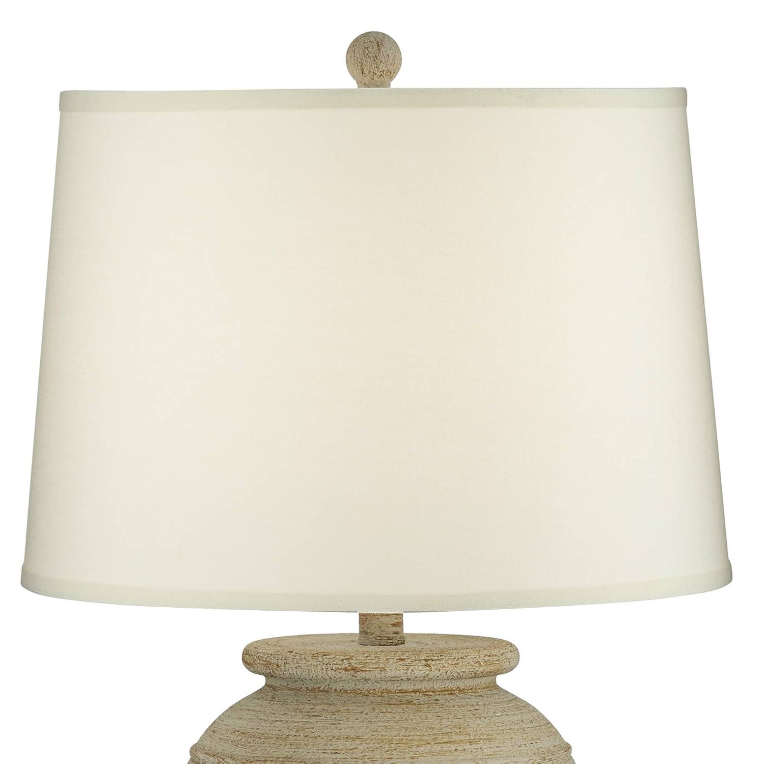 John Timberland Austin Rustic Table Lamp 28" Tall Sand Toned Cream Linen Drum Shade for Bedroom Living Room Bedside Nightstand Office Kids Family Home