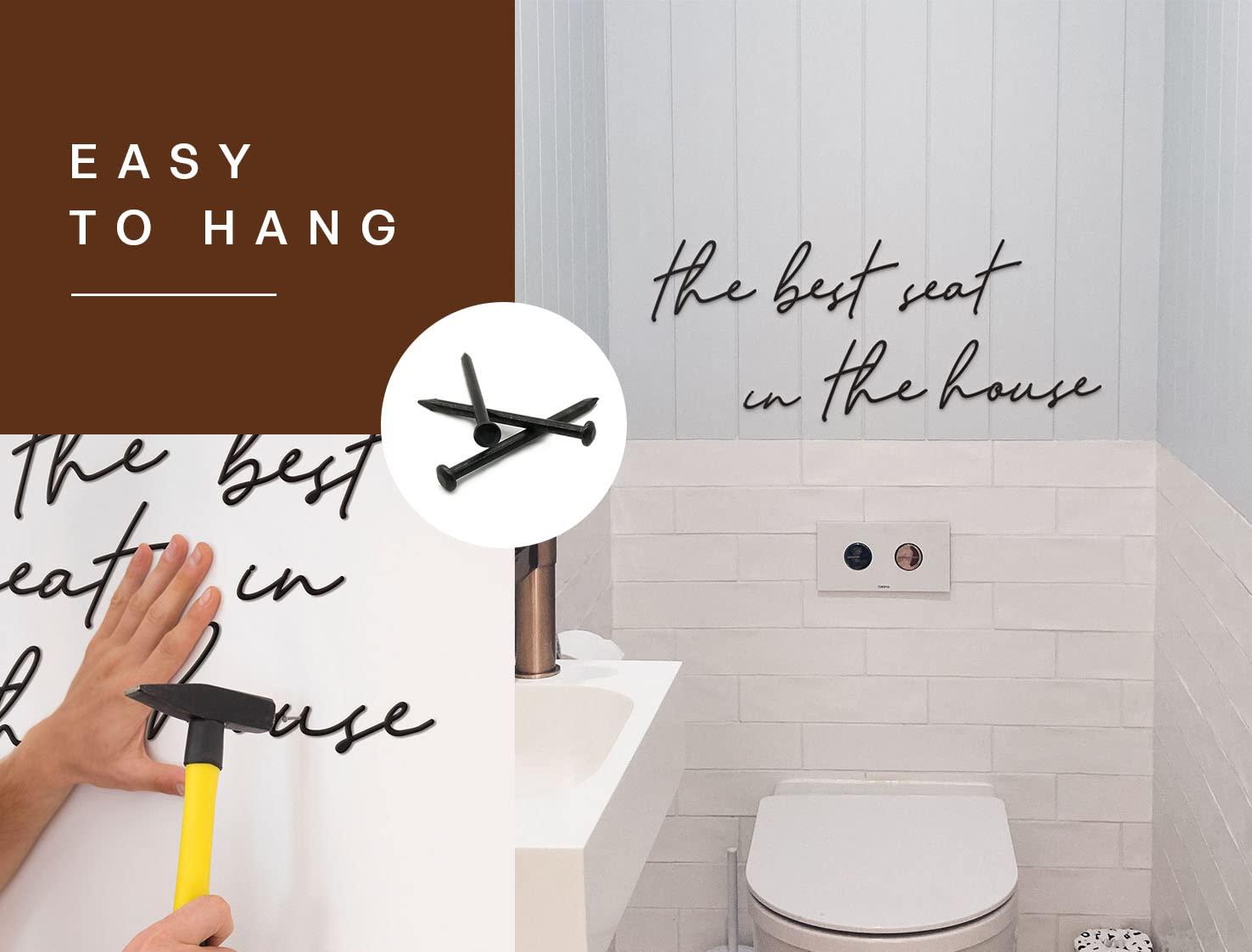 Vivegate The Best Seat In The House Bathroom Metal Wall Decor - 16"X16" Black Modern Please Seat Yourself Metal bathroom sign For Hanging Home Please Seat Yourself Wall Décor (BESTSEAT)