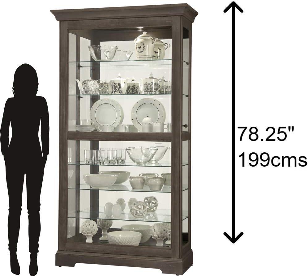 Tyler Transitional Lighted Curio Cabinet in Aged Auburn