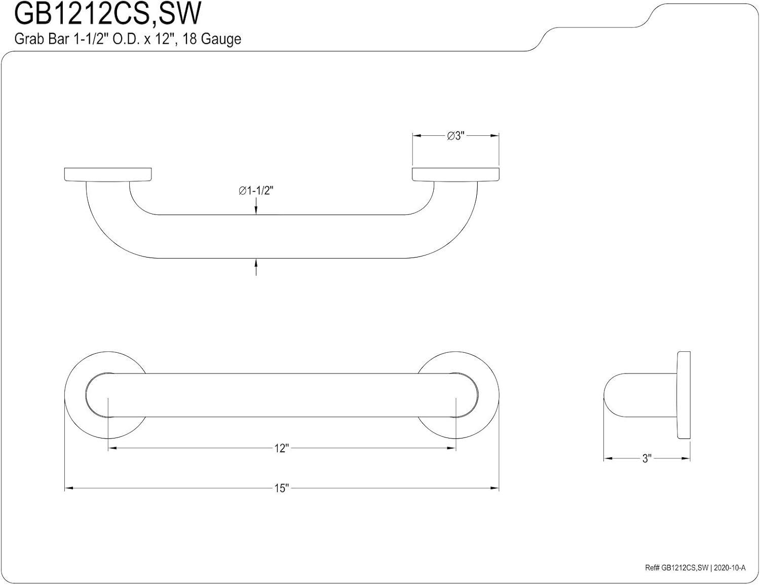 12-Inch Brushed Stainless Steel Grab Bar with Concealed Flanges