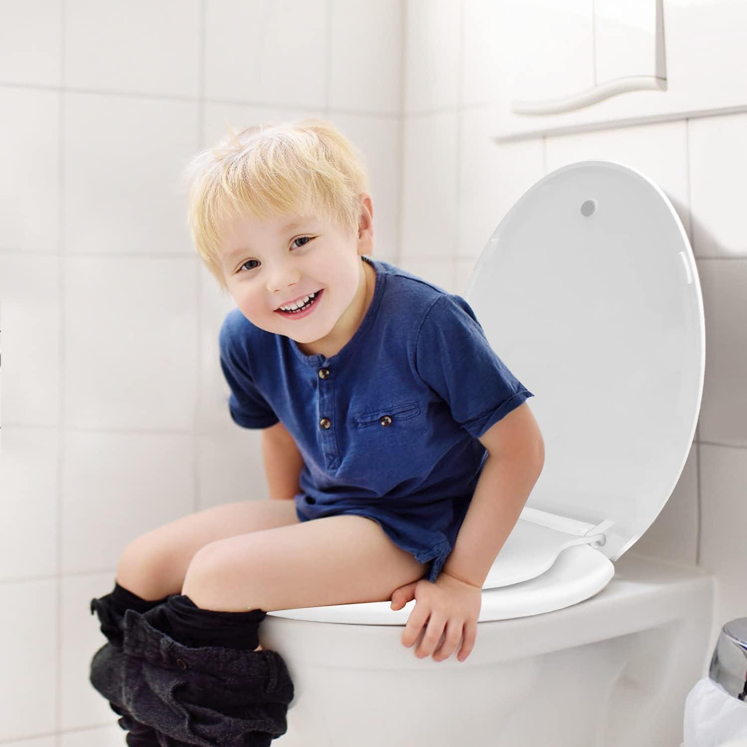 Danolapsi Elongated Toilet Seat with Built in Potty Training Seat,Quiet-Close Lid and Seat,Never Loosen,Potty Training Toilet Seat for Toddlers,Quick-Attach Hardware,Fits both Adult and Child
