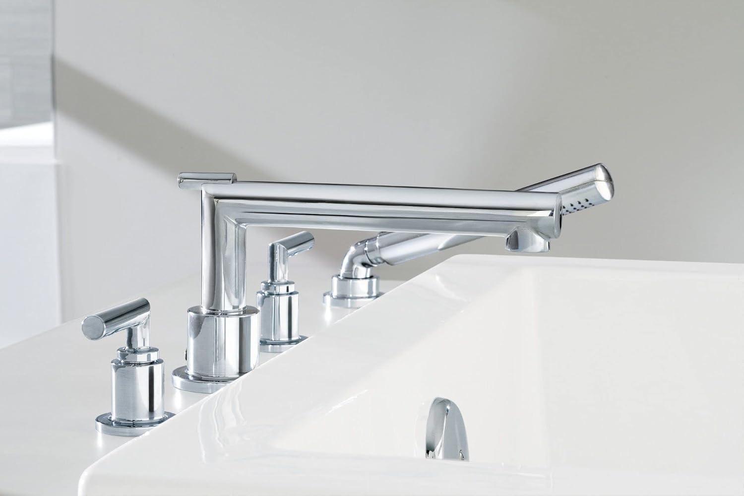 Arris Double Handle Deck Mounted Roman Tub Faucet with Optional Side Spray