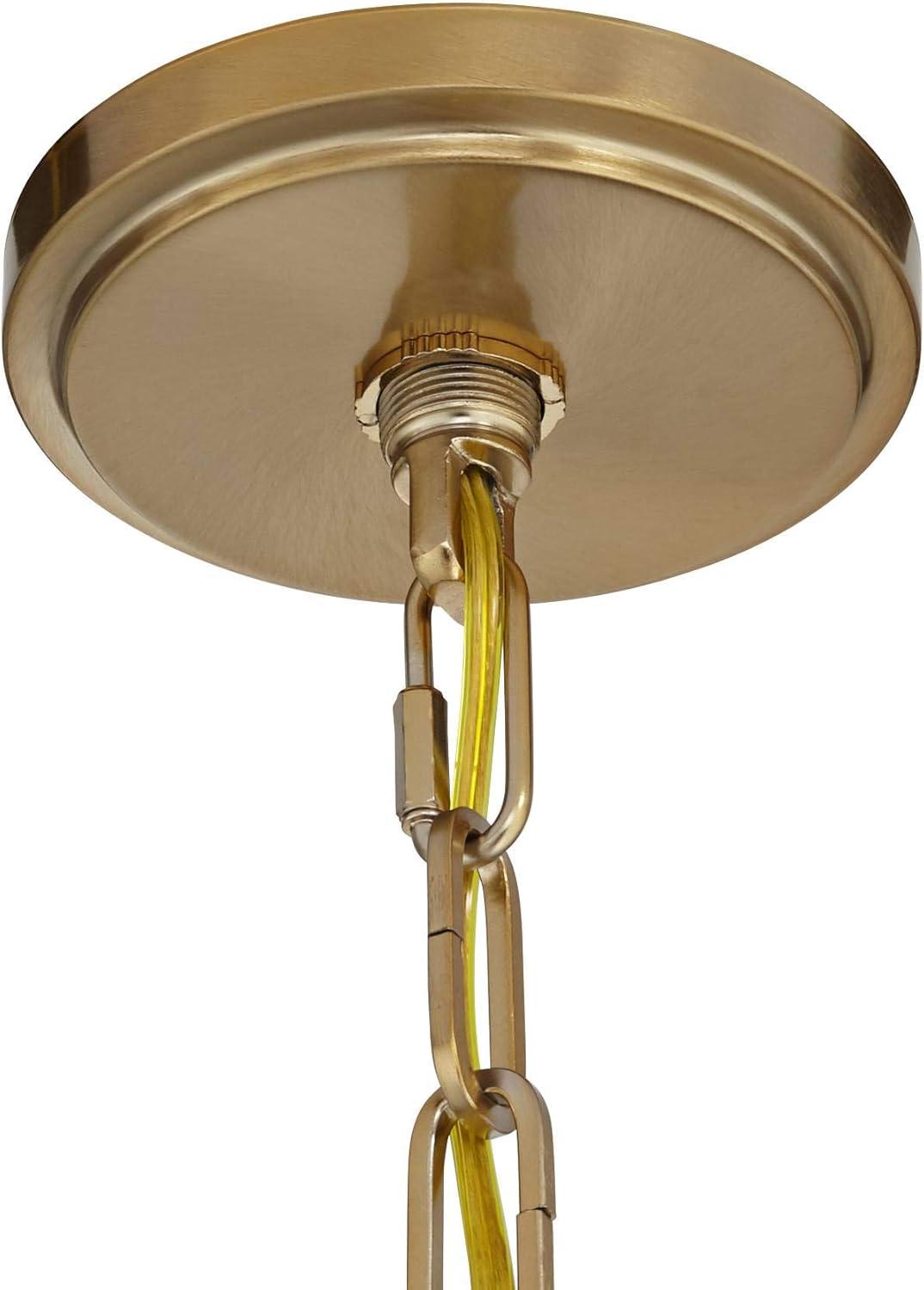 Franklin Iron Works Charleston Brass Pendant Lighting 13 1/2" Wide Modern LED Clear Glass Shade for Dining Room House Foyer Kitchen Island Entryway