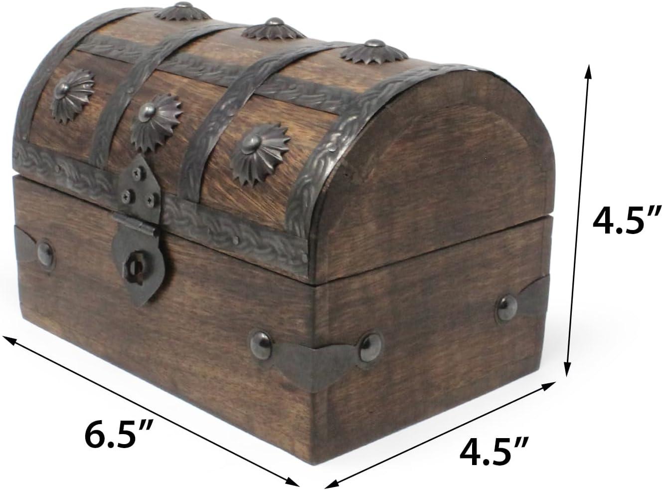 Medium Brown Teak and Mango Wood Treasure Chest with Iron Accents