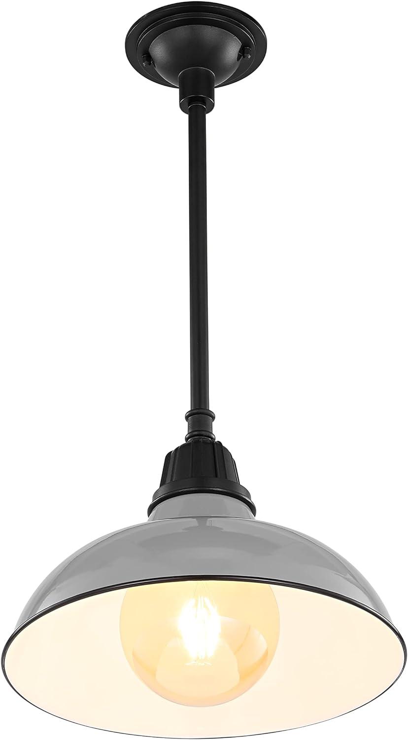 Jasper Vintage Farmhouse 12.25" Gray Iron LED Pendant Light