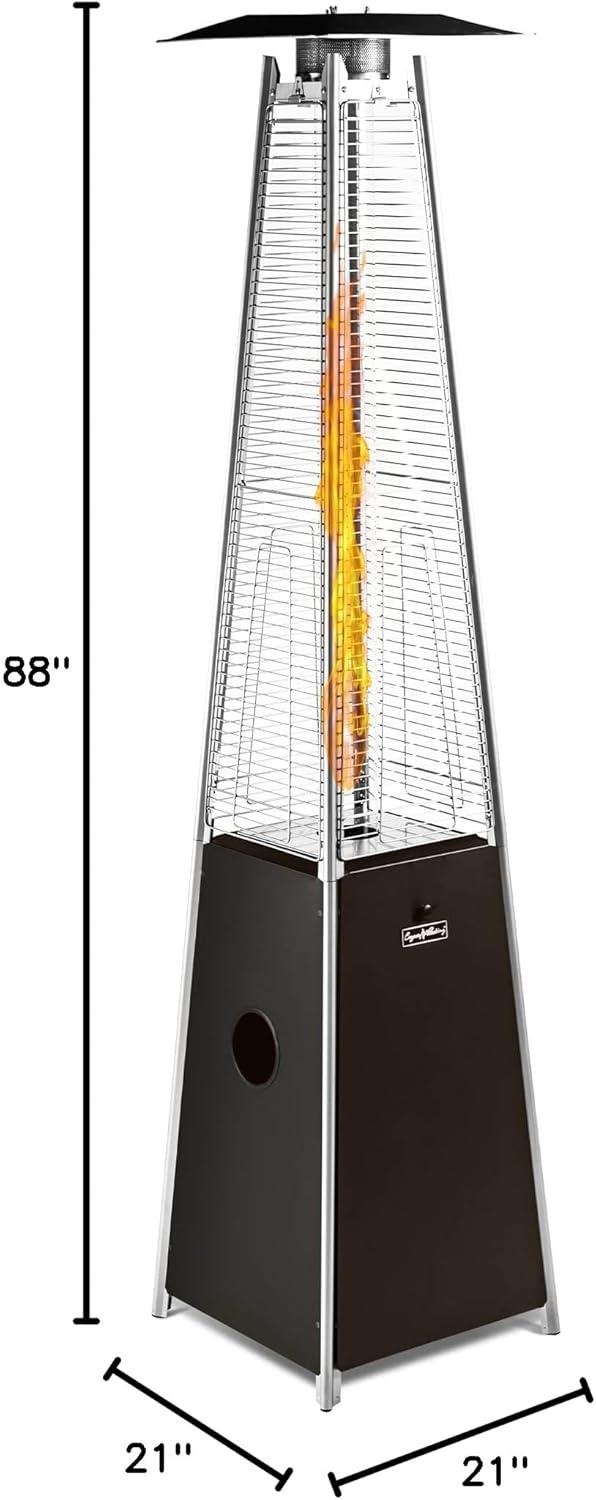 Mocha Propane Outdoor Pyramid Flame Patio Heater with Wheels