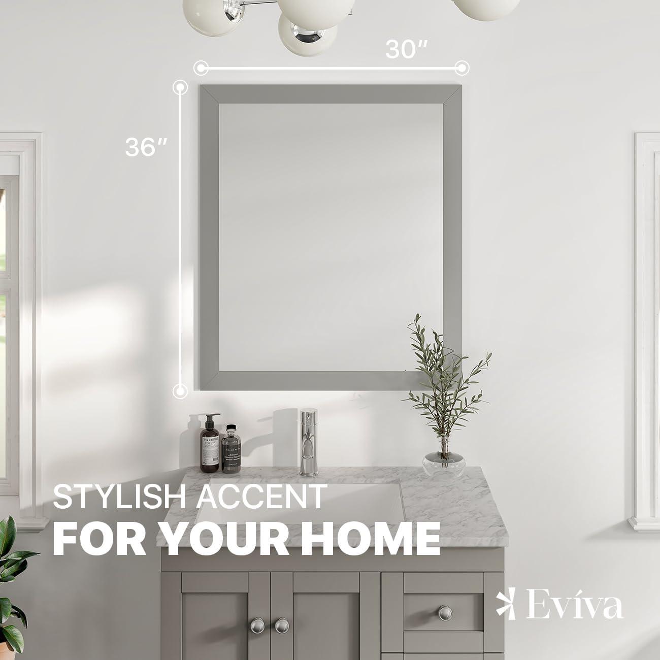 Eviva Acclaim Transitional Grey Bathroom Vanity Mirror