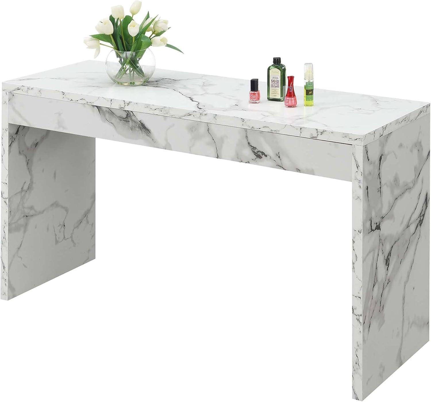 Convenience Concepts Northfield Hall Console Table/Desk, White Faux Marble