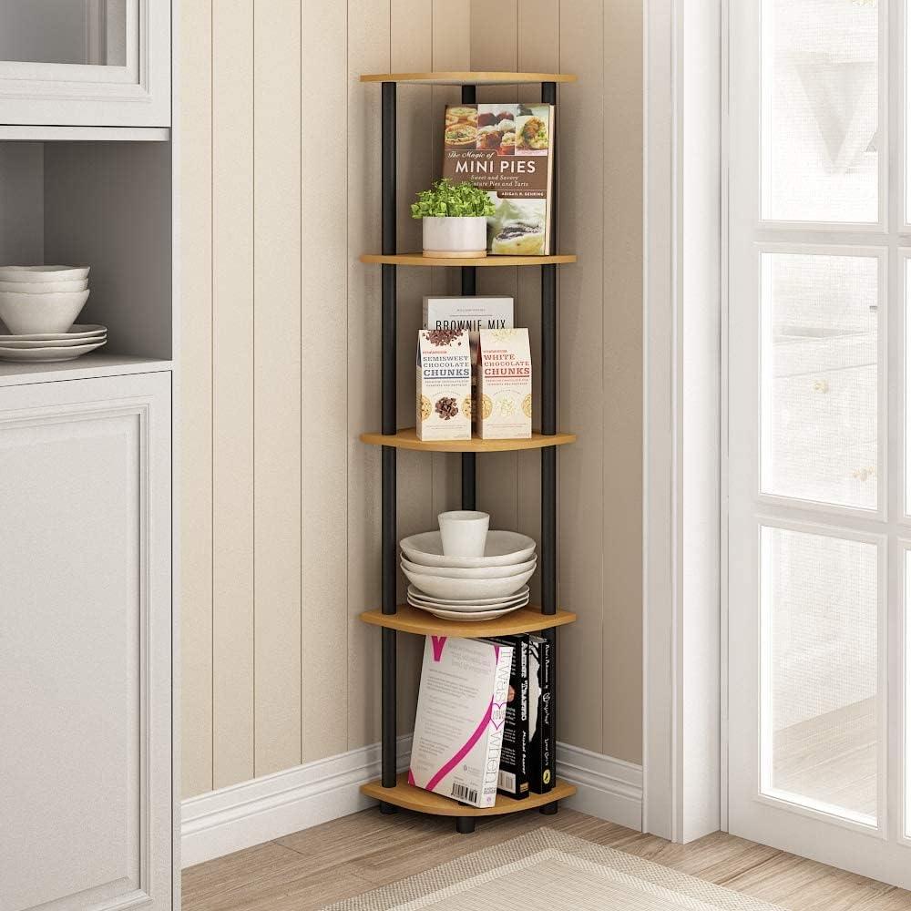 Black Corner 5-Tier Display Rack with Recycled PVC Tubes