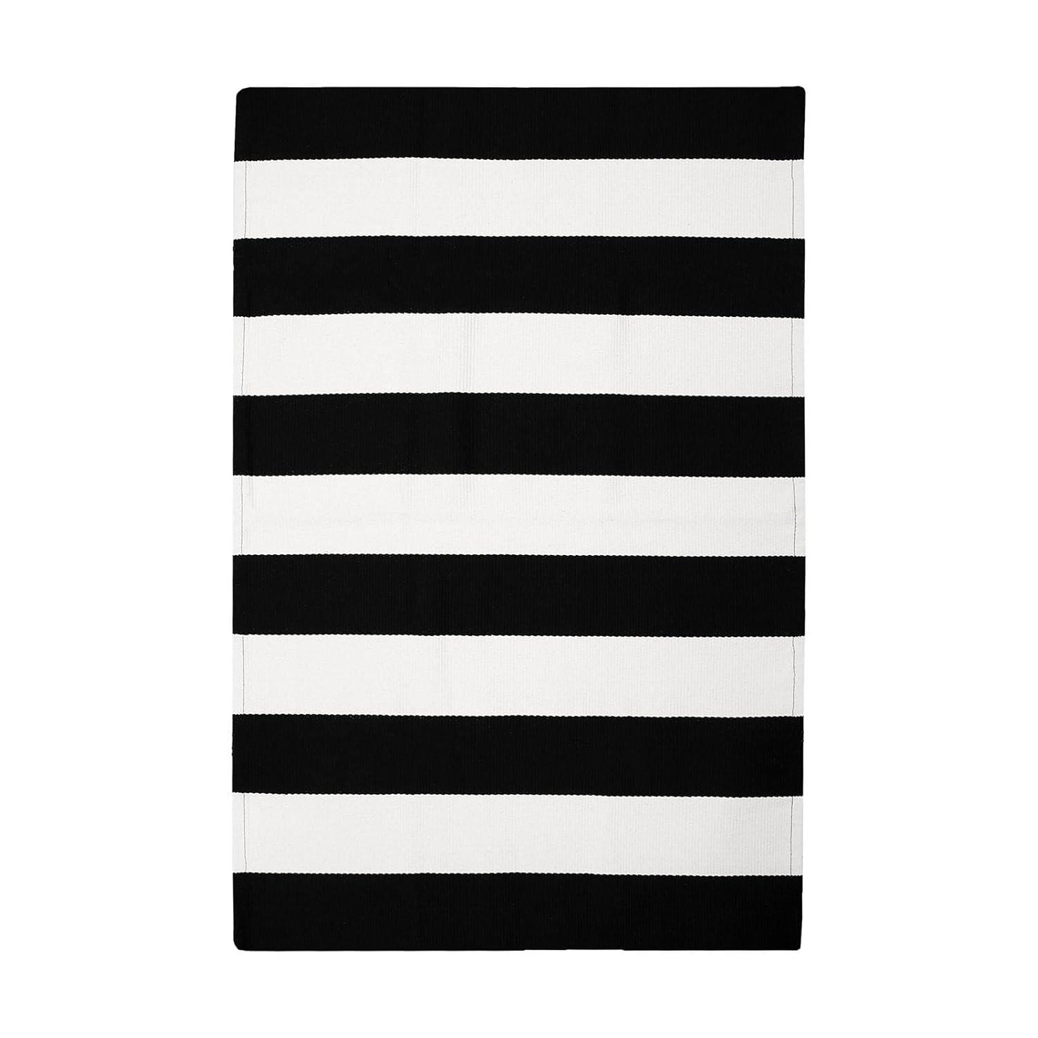 IOHOUZE Navy and White Striped Rug 2'x3' Front Door Rugs, Small Washable Area Rug for Front Porch, Spring Summer Doormats Outdoor Indoor, Cotton Rugs for Entryway Porch Entrance
