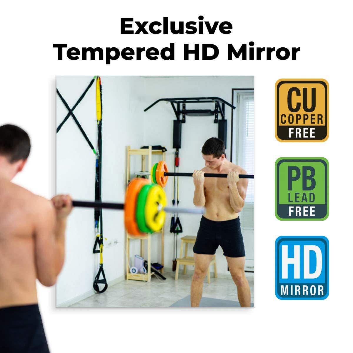 Fab Glass and Mirror HD Tempered Dance Studio Mirror 60x36 | Shatterproof Full-Length Wall-Mounted Mirrors for Home Gym, Workout, and Fitness Spaces